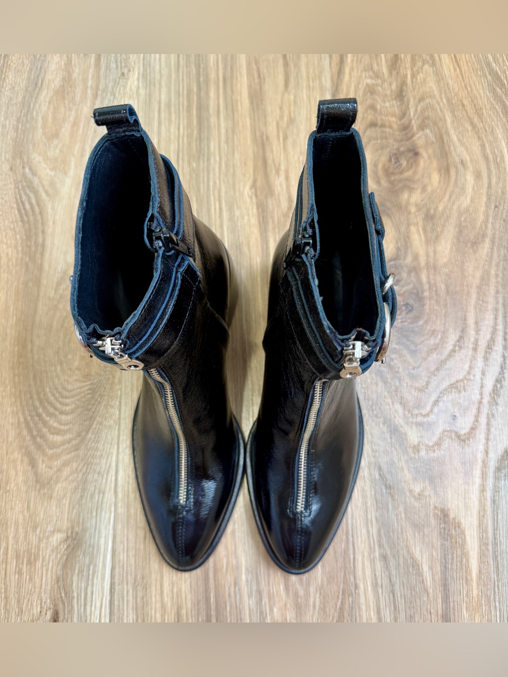 Mimm Naplak Paola Black Patent Leather Ankle Boots Eu 41 Us 11 — image 4 of 8